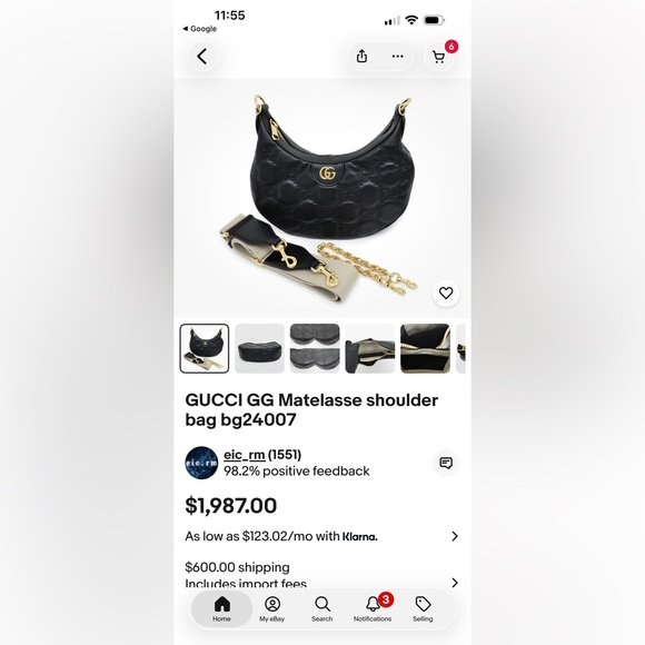 Gucci Black GG MATELASSÉ SMALL
SHOULDER BAG - Picture 16 of 16